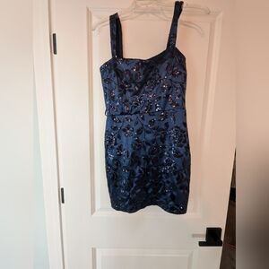 Elegant Blue Sequin Dress